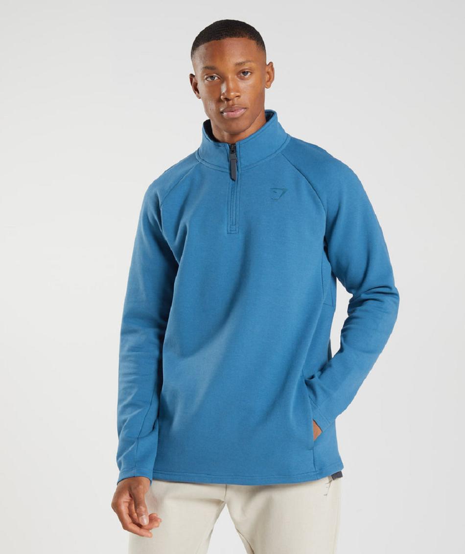 Correr Con Capucha Gymshark Rest Day 1/4 Zip Hombre Azules | CO 3674XYU